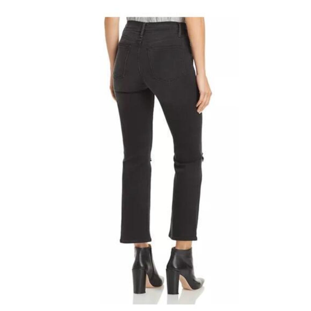 FRAME Le High‎ Straight Leg Cropped Denim Jeans in Maverick Rips Size 28 - Picture 2 of 12